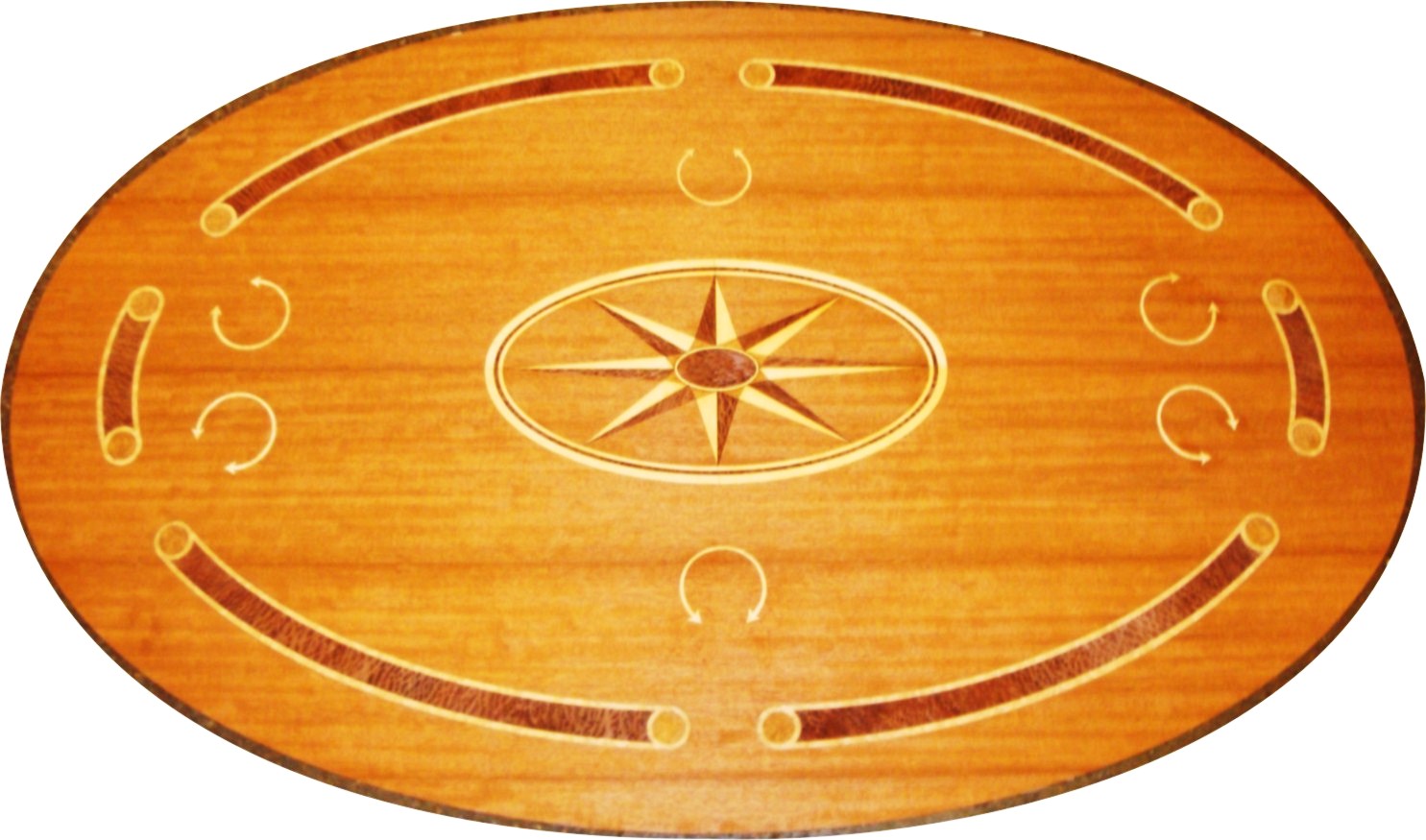 Carob board inspired marquetry layon for boat table for Ipe Jacob